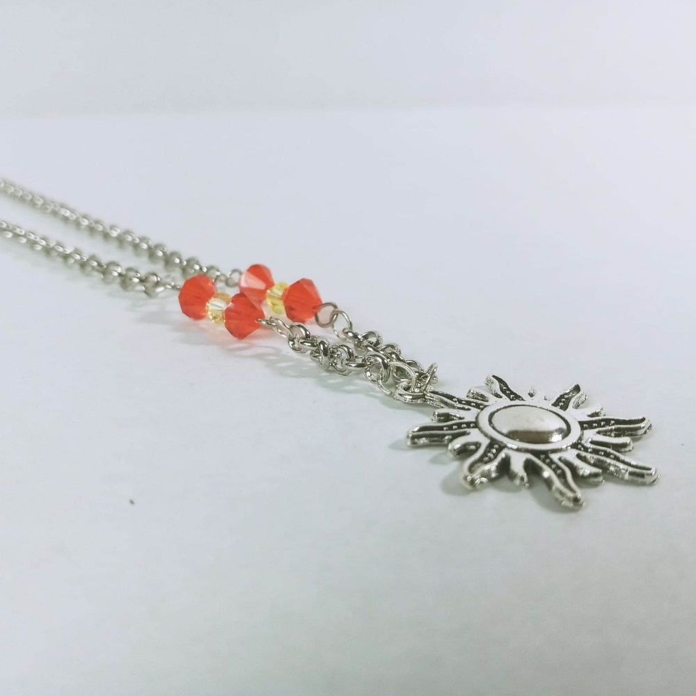 Sun celestial necklace orange/yellow glass beads - Picture 2 of 4